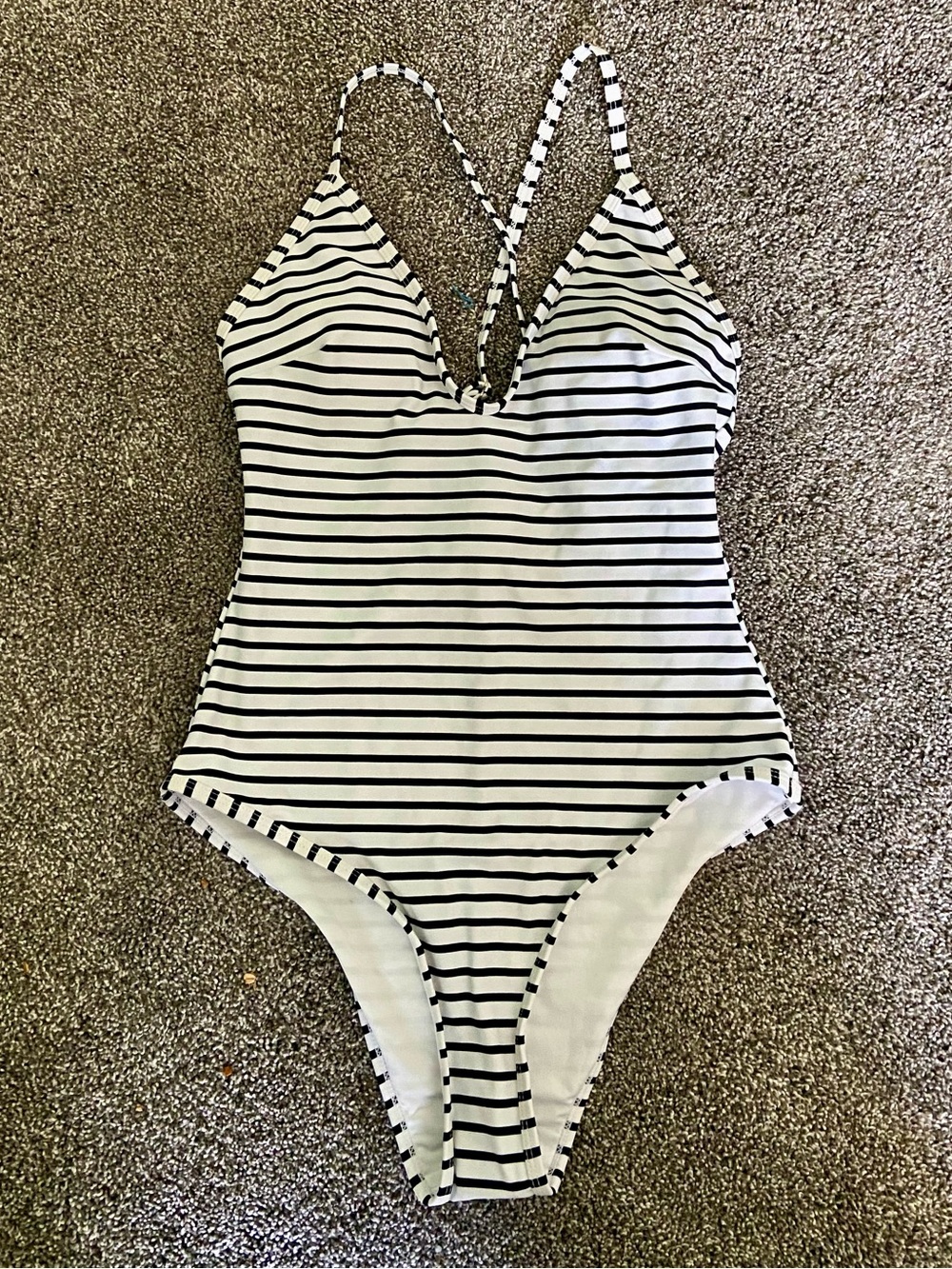 Cupshe Black & White Stripe One-Piece Swimsuit